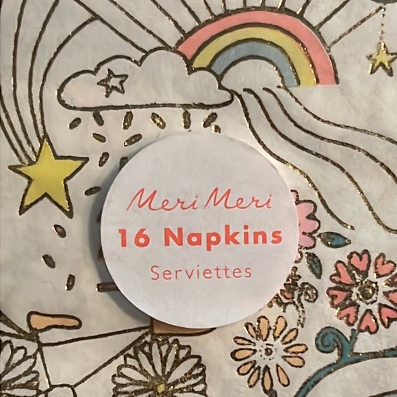 Meri Meri doodle party bundle: gold foil straws & scalloped gold foil napkin-NWT - Picture 4 of 16